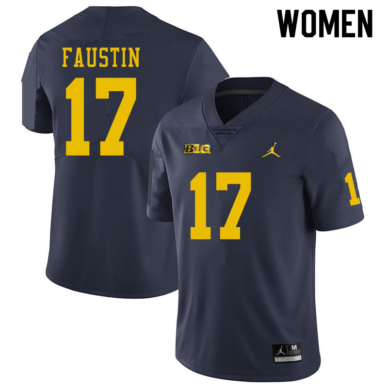 Women #17 Sammy Faustin Michigan Wolverines College Football Jerseys Sale-Navy